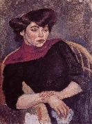 Jules Pascin Woman wearing the purple shawl oil